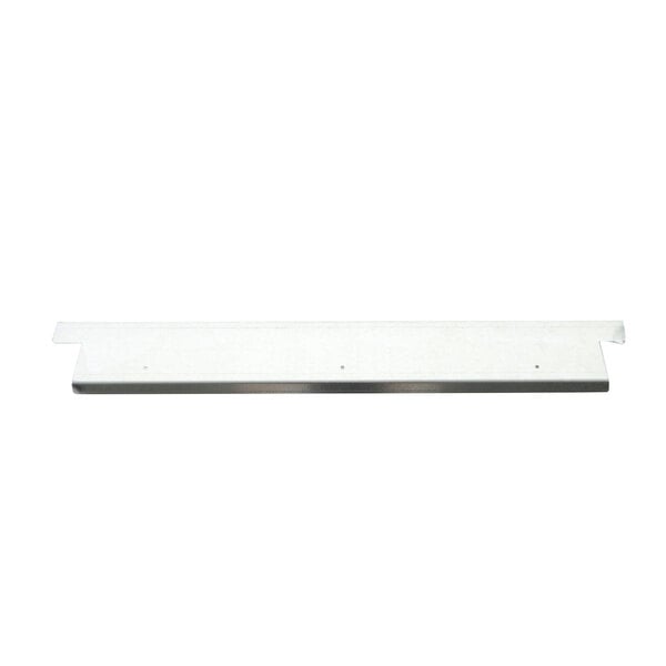 A white metal threshold with a black handle.