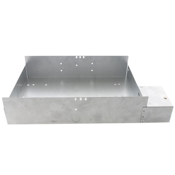 A metal box with a metal surface and holes.