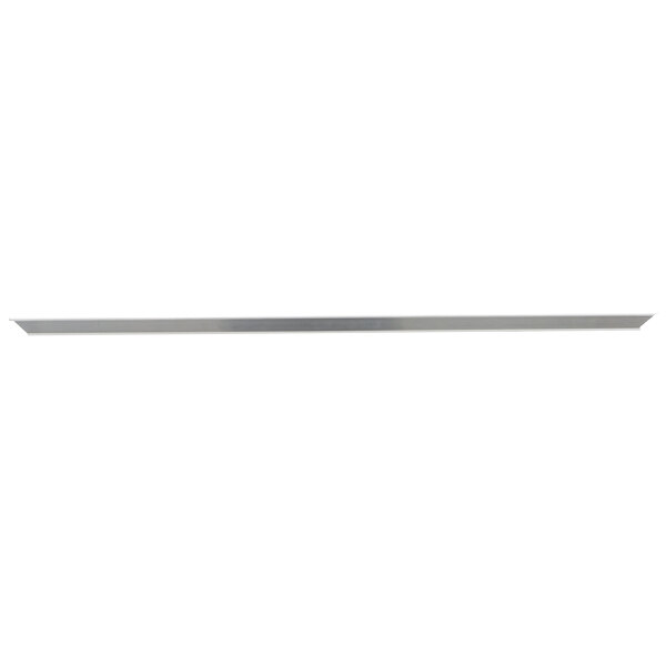A long thin metal bar with a handle on a white background.