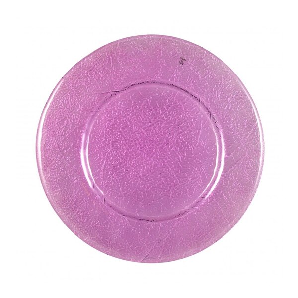 A purple 10 Strawberry Street Botanica Nouve charger plate with a crackled surface.