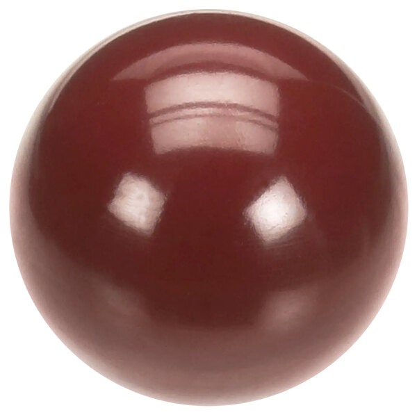 A red knob with a maroon ball on it.