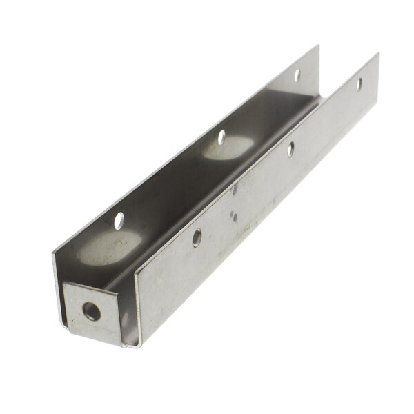 A stainless steel Vulcan door latch actuator bracket with holes on the side.