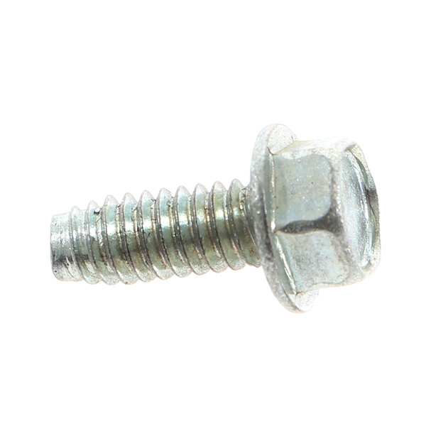 A close-up of a Traulsen drive screw with a nut on it.