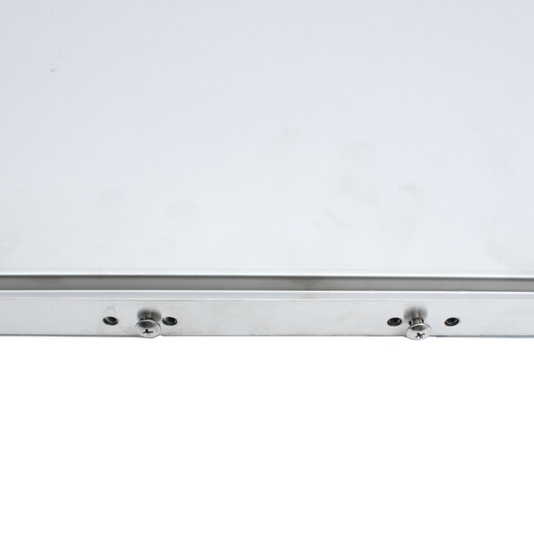 A white metal Alto-Shaam door assembly with two holes in it.
