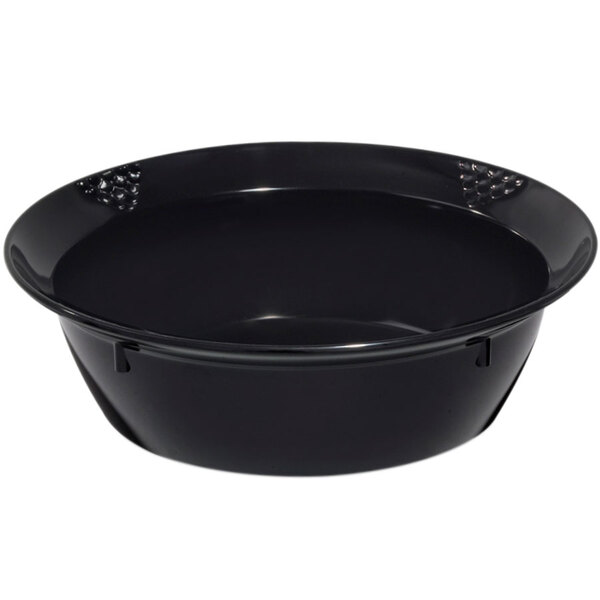 A black Sonoma Melamine bowl with a handle.