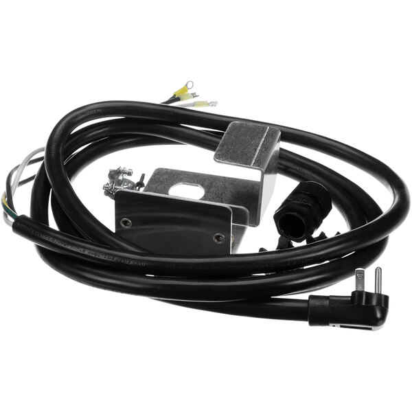 A black Metro power cord with a black wire and metal corner connector.