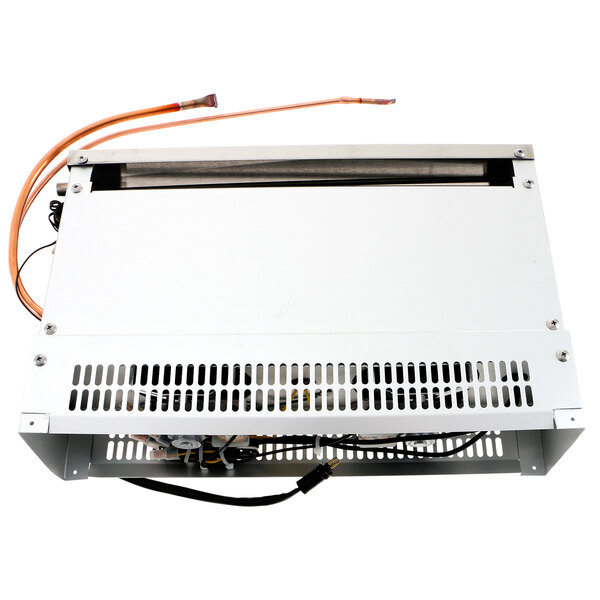 A white rectangular Randell coil assembly with wires and holes.