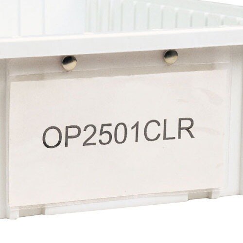 A white plastic Metro card holder with a label reading "OP2501CLR"