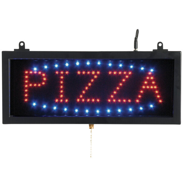 An Aarco Pizza LED sign with red and blue lights on a white background.