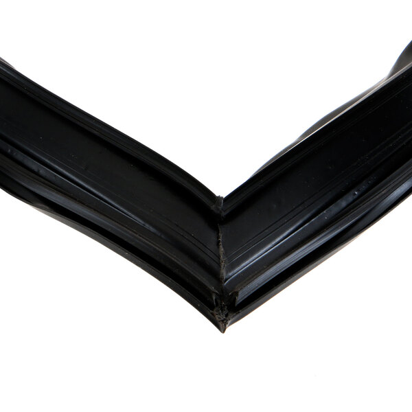 A black plastic door gasket with a black corner.