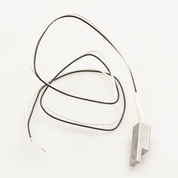 A black and white wire with a metal connector.
