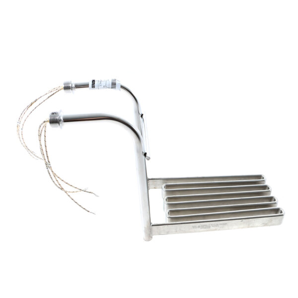 A metal Wells fryer element with wires attached.