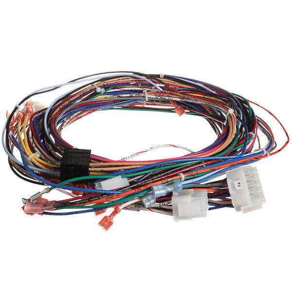 A close-up of a Cleveland wiring harness with a bunch of colorful wires.