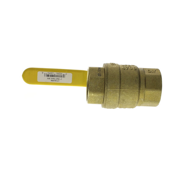 A Tri-Star brass valve with a yellow handle.