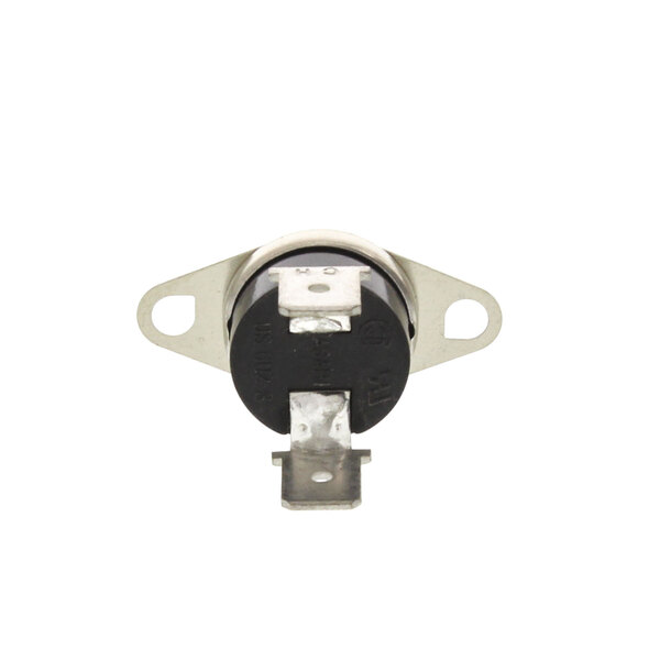 A close-up of a black and silver Alto-Shaam Thermostat Bi-Metal switch.