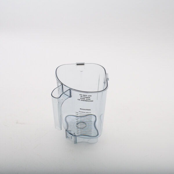 A clear plastic Multiplex blending container with a lid and handle.