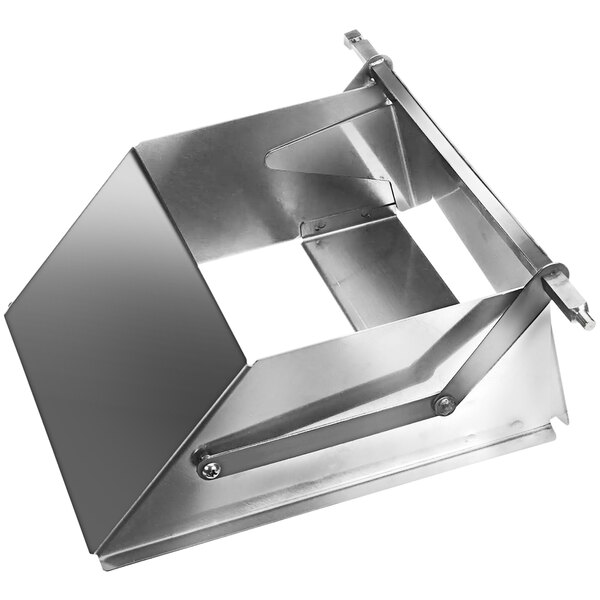A metal drawer with a rectangular lid on it.