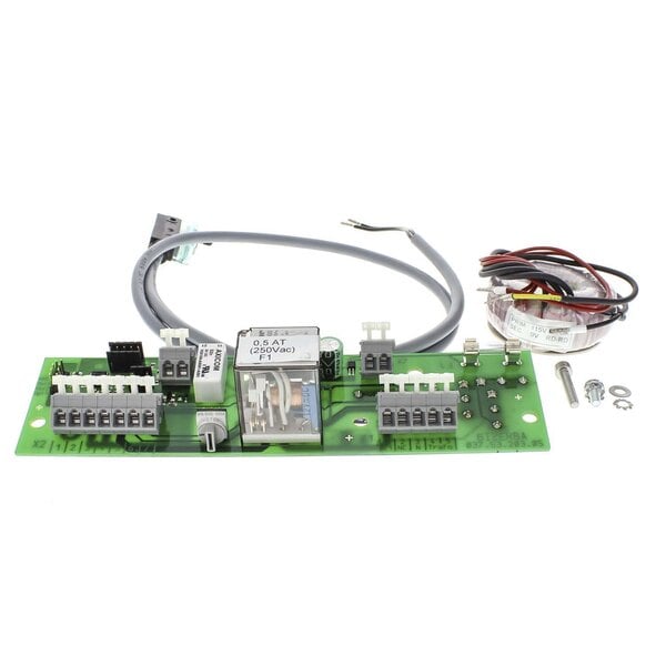 A green Bizerba power board with wires and screws.