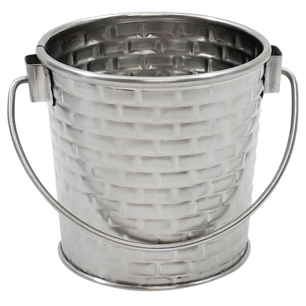 A Tablecraft stainless steel serving pail with a handle.