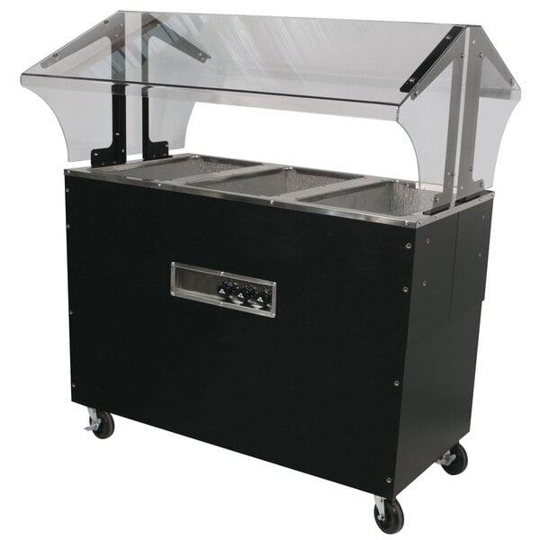 An Advance Tabco black stainless steel hot food table on a counter.