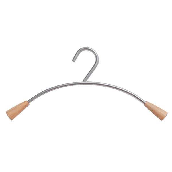 An Alba metal coat hanger with wooden handles.