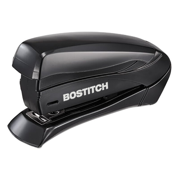 A black Bostitch PaperPro stapler with white text that reads "Bostitch" on it.