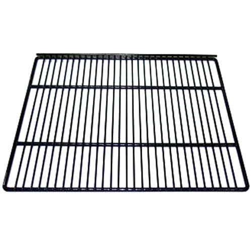 A black coated wire top shelf with a metal grid.