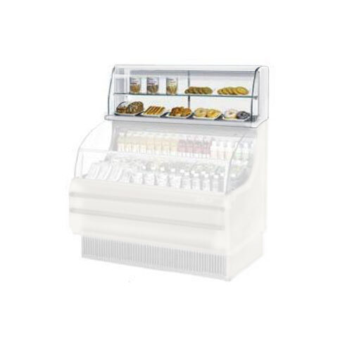 A white Turbo Air top dry display case with food on shelves.