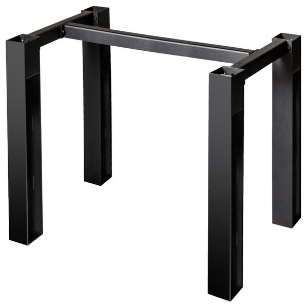 A black metal BFM Seating rectangular bar height table base.
