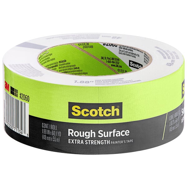 A roll of 3M Scotch green masking tape with a green label.