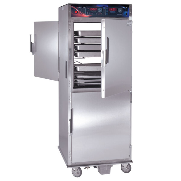 A large stainless steel Cres Cor pass-through oven with trays.