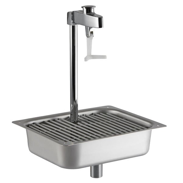 A metal sink with a Fisher 1400 glass filler spigot.