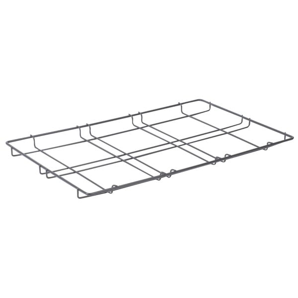 A wire rack with four compartments for Metro MLC1 Mightylite pans.