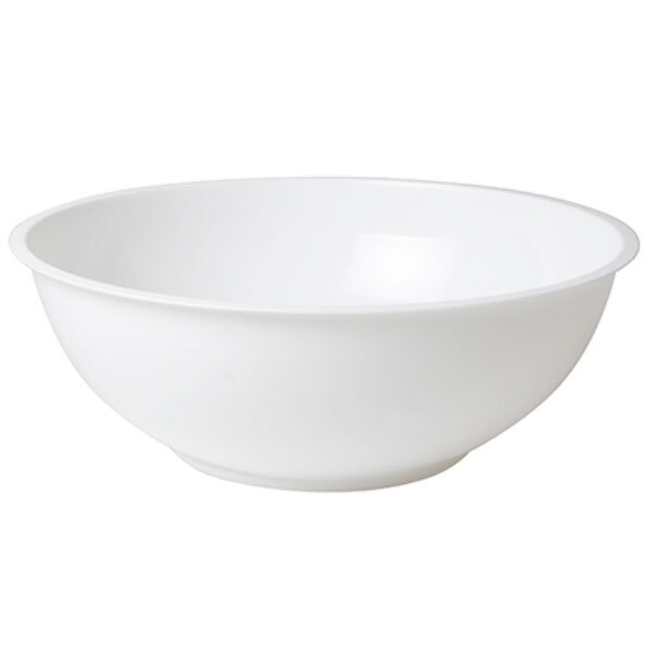 A close-up of a white Fineline high profile catering bowl.