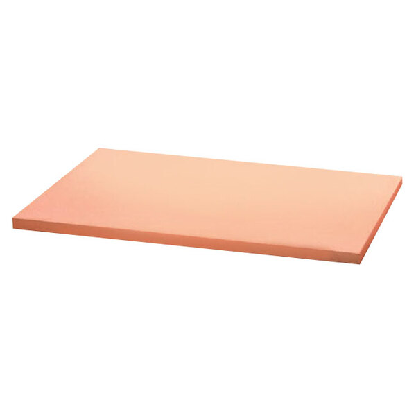 A rectangular white cutting board with a pan.