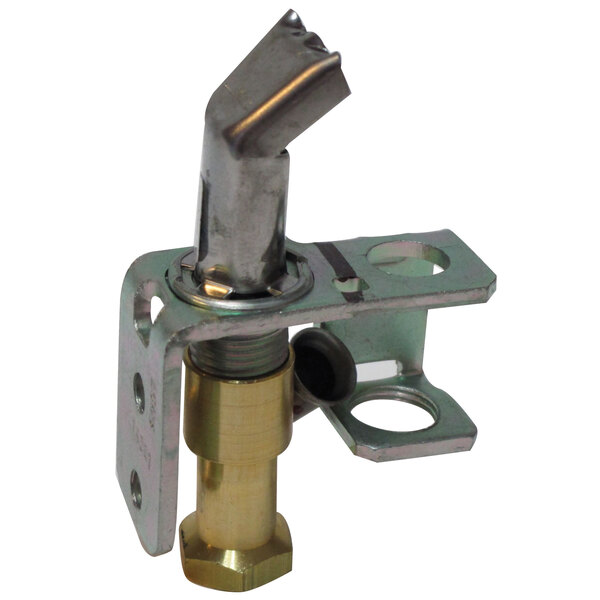A metal and brass Advance Tabco pilot burner piece with holes and a screw on the side.