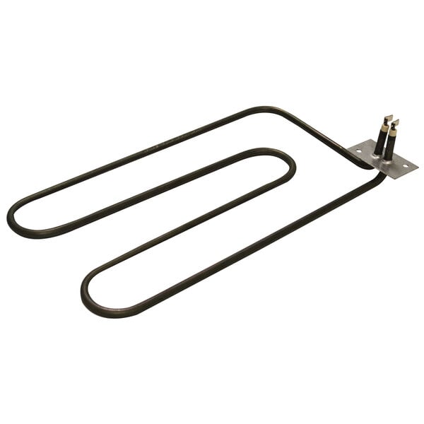 A close-up of a black Advance Tabco electric heating element with two wires.