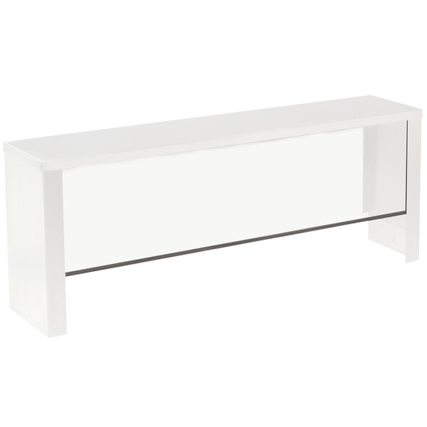 A white rectangular serving shelf with a black border.