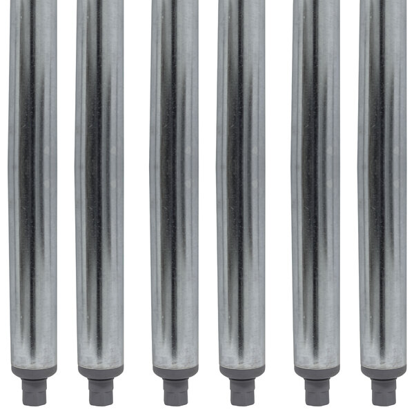 A row of galvanized steel legs for a countertop.