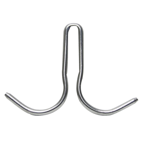 Two Advance Tabco stainless steel pot hooks.
