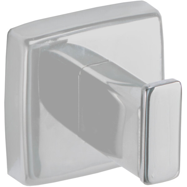 A silver Bobrick surface-mounted utility hook with a square design.