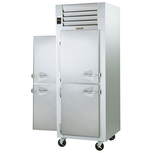 The left half of a Traulsen hot food holding cabinet with a door handle.