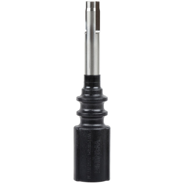 A black and silver reversible disc stem with a black cap.