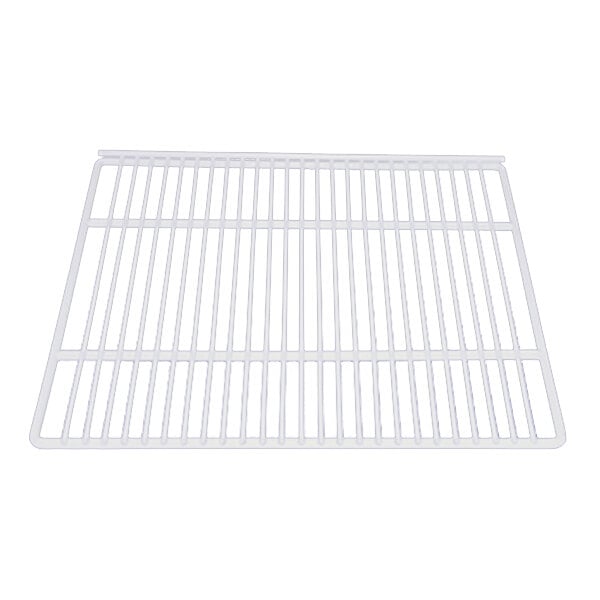 A white metal grid shelf for a True merchandiser.