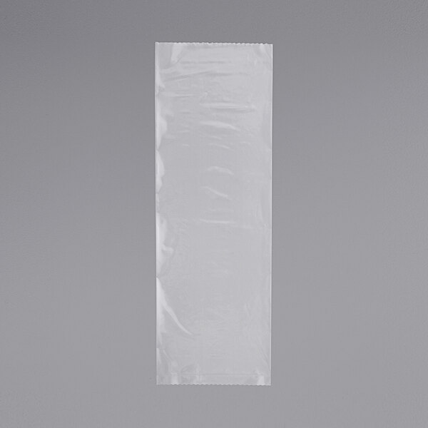 A clear plastic bag with white rectangular labels.