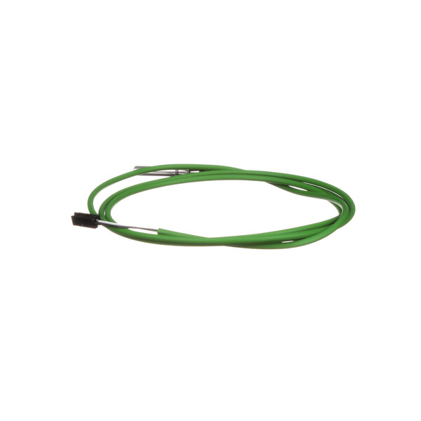 A green wire with a black connector.