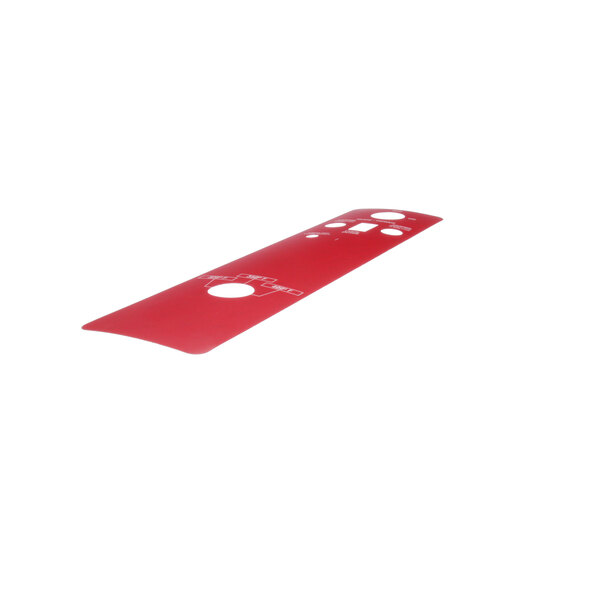 A red Blodgett control decal with holes.