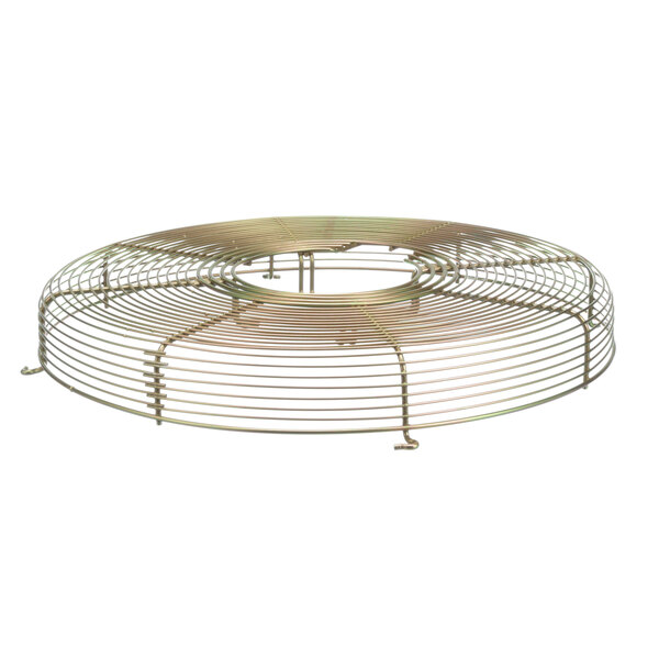 A wire mesh guard for a Hussmann commercial refrigeration fan motor on a white background.