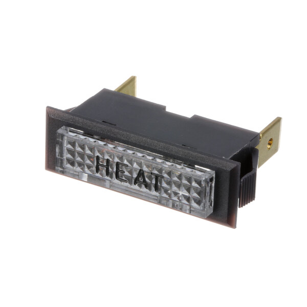 A black rectangular Vulcan indicator light with clear lettering on a white background.