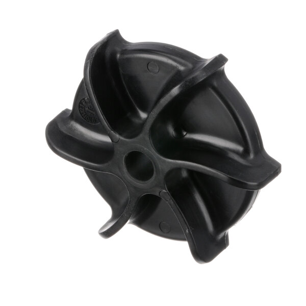 A black plastic Grindmaster Cecilware impeller wheel with a hole in it.